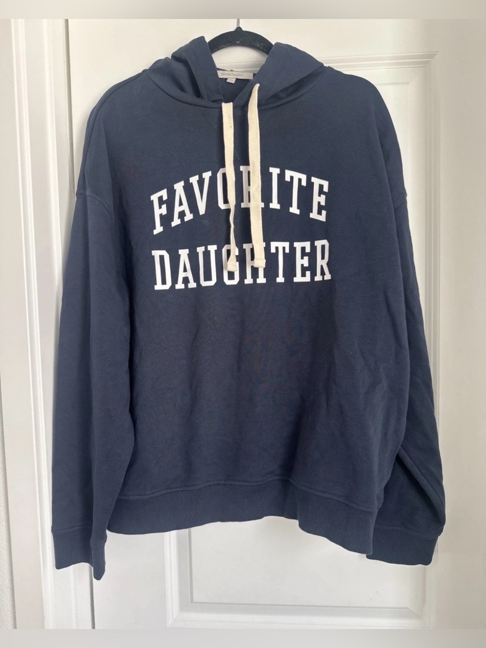 Favorite Daughter THE COLLEGIATE HOODIE Navy Blue Size Medium